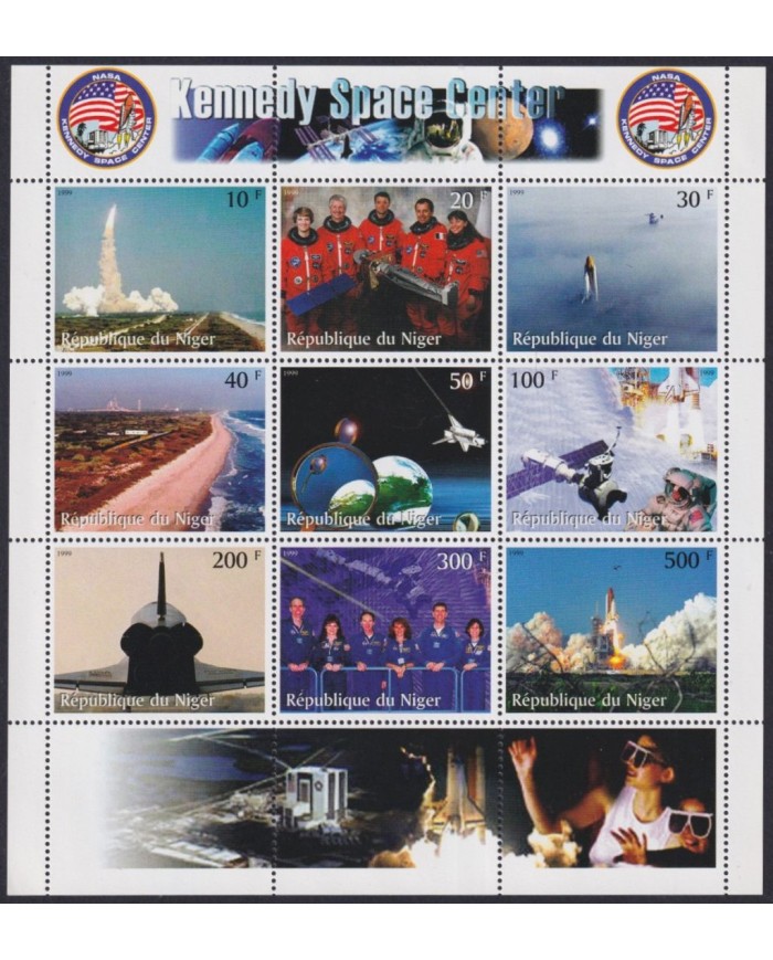 F-EX62212 NIGER MNH 1999 SPACE COSMOS KENNEDY SPACE CENTER ROCKET SHEET.