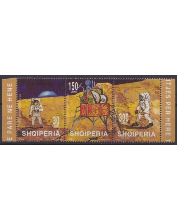 F-EX62304 ALBANIA MNH 1999 SPACE COSMOS 25th APOLLO XI MANNED MOONLANDING ROCKET.