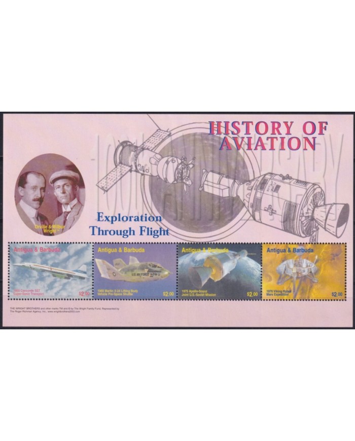F-EX62136 ANTIGUA & BARBUDA MNH 2003 WRIGHT AVIATION SPACE AVIATION ROCKET COSMOS.