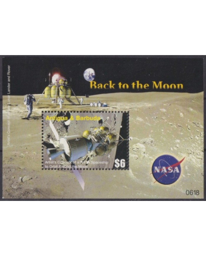 F-EX62309 ANTIGUA & BARBUDA MNH 2007 SPACE MOON EXPLORATON COSMOS ROCKET NASA SATELLITE.