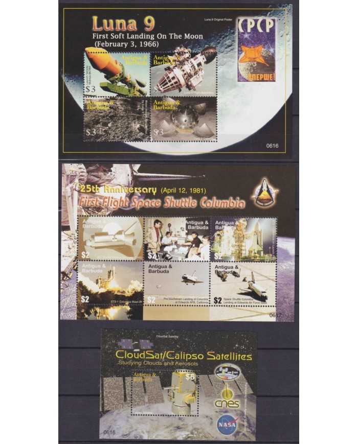 F-EX62140 ANTIGUA & BARBUDA MNH 2007 SPACE EXPLORATION COLUMBIA CALIPSO ROCKET SATELLITE.