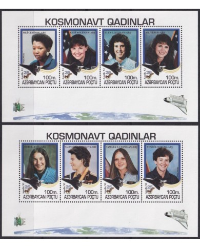 F-EX62144 AZERBAIJAN MNH WOMAN ASTRONAUTS US & RUSSIA SPACE EXPLORATION ROCKET.
