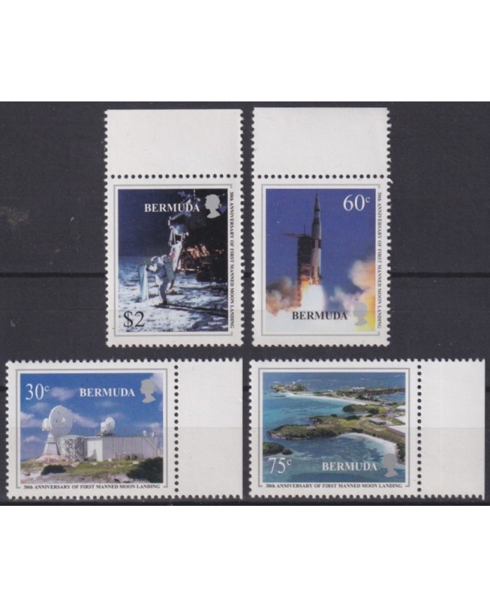 F-EX62325 BERMUDA MNH 1999 SPACE COSMOS 30th ANNIV APOLLO 11 MOONLANDING ROCKET.