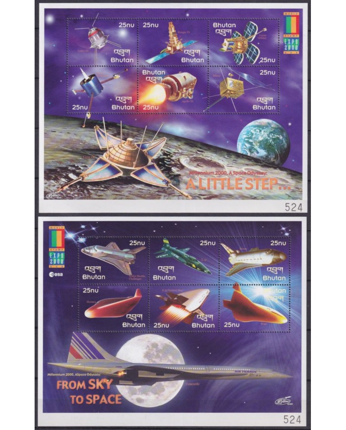 F-EX62152 BHUTAN MNH 2001 SPACE COSMOS ROCKET SATELLITE COSMONAUTS DEATH KOMAROV.