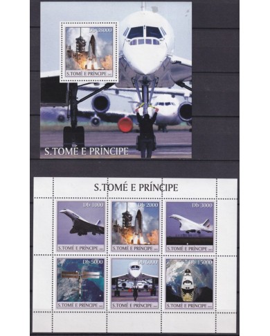 F-EX62692 SAO TOME I PRINCIPE MNH 2003 SPACE AIRPLANE AVION ROCKET SATELLITE COSMOS.
