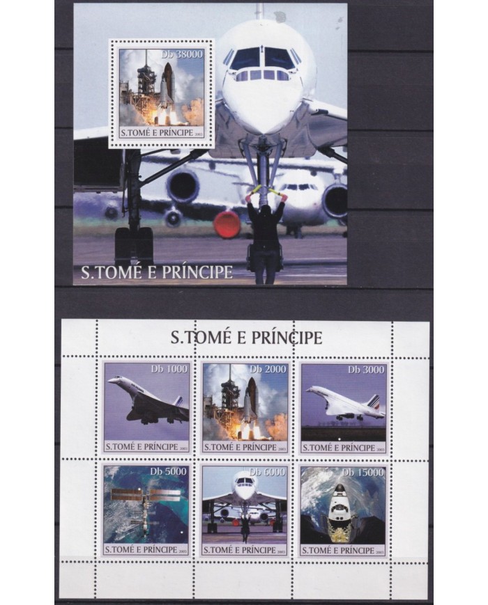 F-EX62692 SAO TOME I PRINCIPE MNH 2003 SPACE AIRPLANE AVION ROCKET SATELLITE COSMOS.