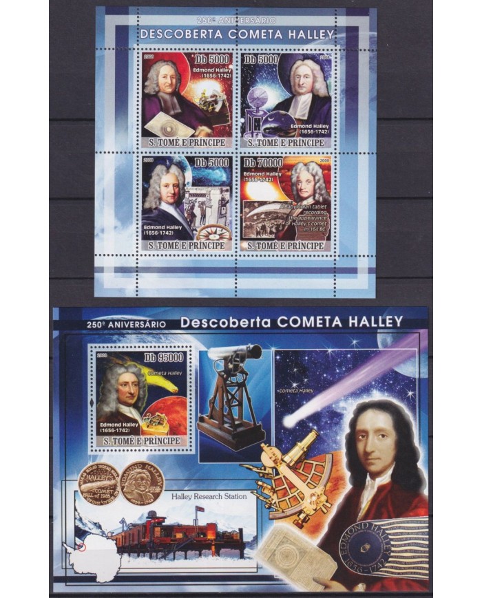 F-EX62694 SAO TOME I PRINCIPE MNH 2008 250th DISCOVERY COMET HALLEY SPACE EXPLORATION COSMOS.