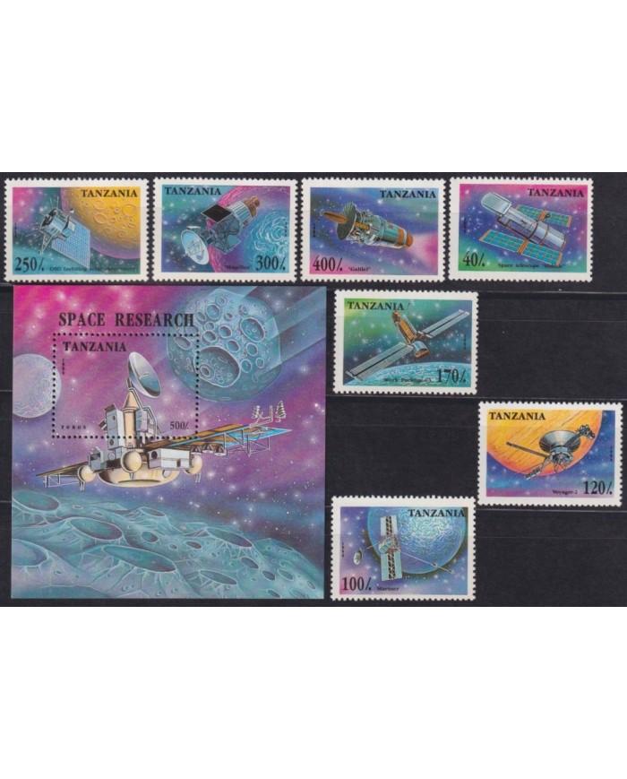 F-EX62703 TANZANIA MNH 1994 SPACE RESEARCH COSMOS SATELLITE ROCKET FOBOS GALILEI.