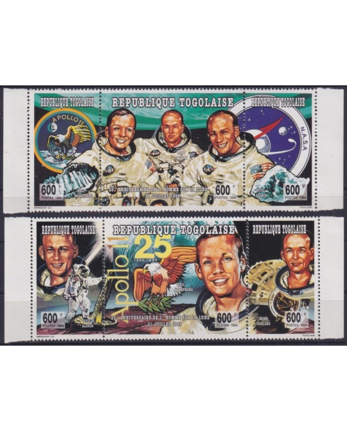 F-EX62358 TOGO MNH 1994 SPACE COSMOS 25th ANNIV APOLLO 11 MOONLANDING ROCKET.
