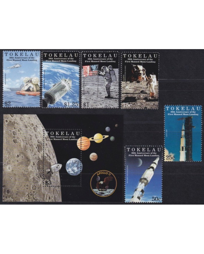 F-EX62364 TUVALU MNH 1999 SPACE COSMOS 30th APOLLO XI MANNED MOONLANDING ROCKET.
