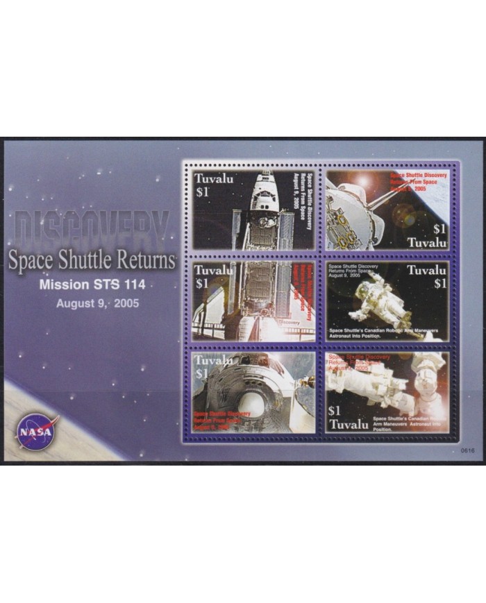 F-EX62713 TUVALU MNH 2006 SPACE SHUTTLE RETURSN SATELLITE IN SPACE EXPLORATION ROCKET.