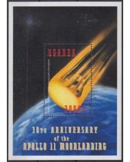 F-EX62365 UGANDA MNH 2001 SPACE COSMOS 30th ANNIV APOLLO 11 MOONLANDING ROCKET.