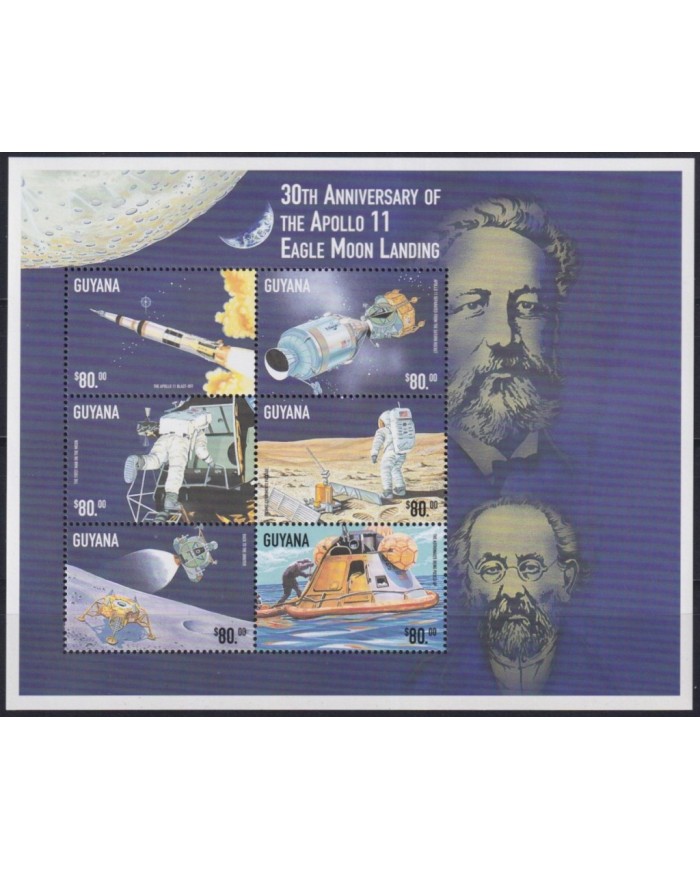 F-EX62578 GUYANA MNH 1999 30th ANNIV APOLLO 11 MOONLANDING SPACE COSMOS SATELLITE ROCKET.