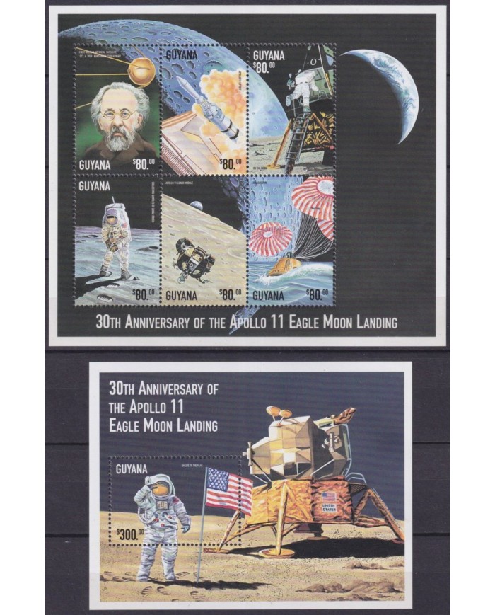F-EX62579 GUYANA MNH 1999 30th ANNIV APOLLO 11 MOONLANDING SPACE COSMOS SATELLITE ROCKET.