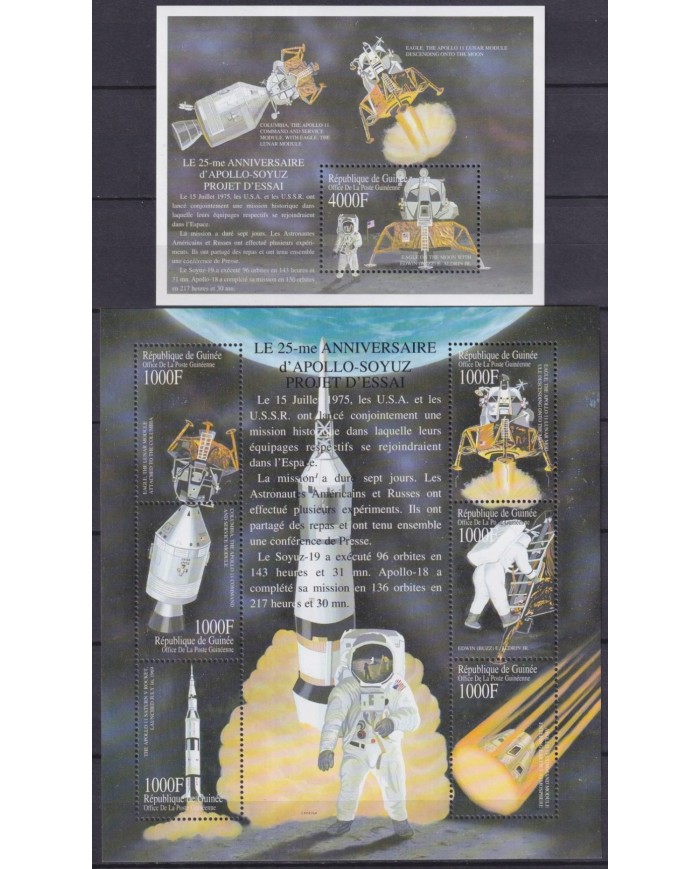 F-EX62564 GUINEA MNH 2000 25th APOLLO – SOYUZ SPACE EXPLORATION COSMOS SATELLITE.