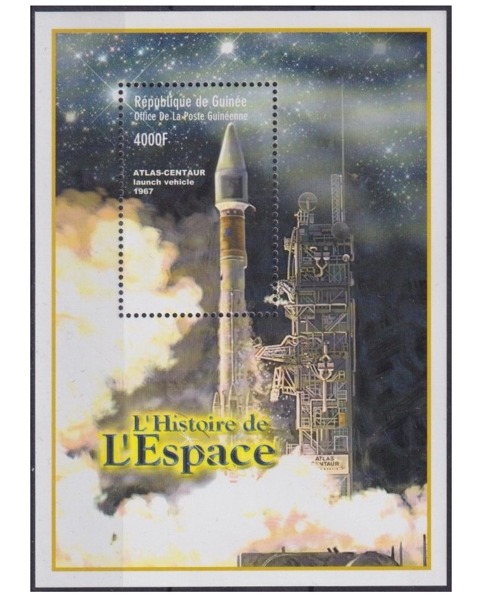 F-EX62380 GUINEA MNH 2001 ATLAS CENTAUR ROCKET SPACE EXPLORATION COSMOS SATELLITE.