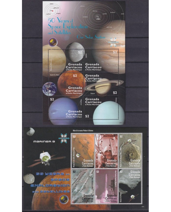 F-EX62192 GRENADA CARRIACOU MNH 2009 50th SPACE EXPLORATION COSMOS SATELLITE.