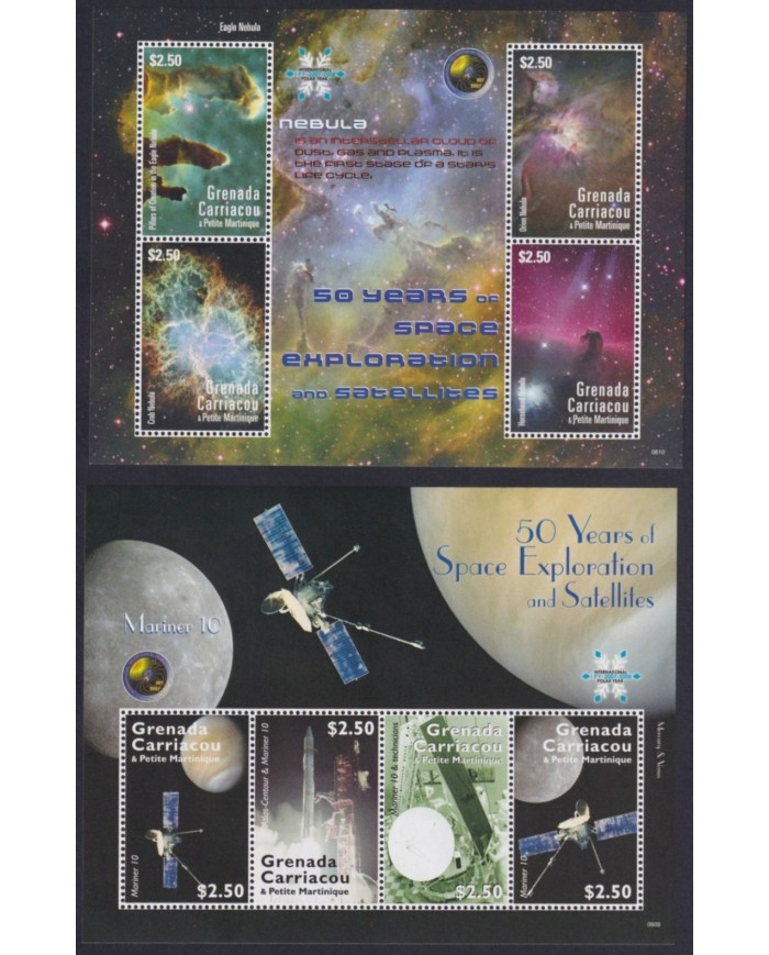 F-EX62192 GRENADA CARRIACOU MNH 2009 50th SPACE EXPLORATION COSMOS SATELLITE.