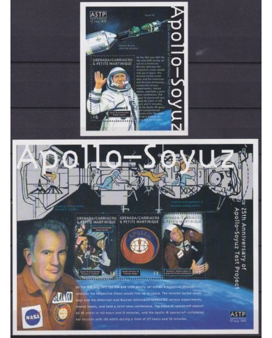 F-EX62195 GRENADA CARRIACOU MNH 2001 APOLLO – SOYUZ SPACE EXPLORATION COSMOS SATELLITE.
