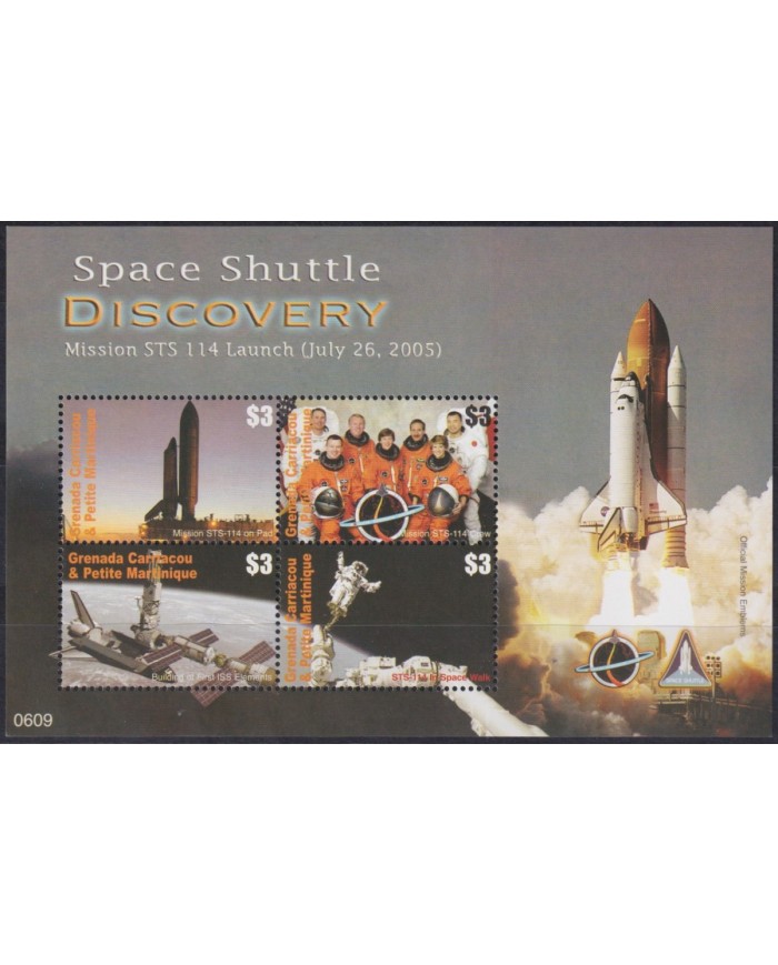 F-EX62190 GRENADA CARRIACOU MNH 2007 DISCOVERY SHUTTLE SPACE EXPLORATION COSMOS SATELLITE.