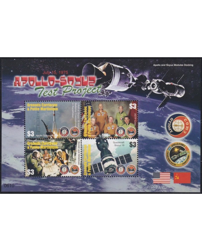 F-EX62191 GRENADA CARRIACOU MNH 2008 APOLLO – SOYUZ SPACE EXPLORATION COSMOS SATELLITE.
