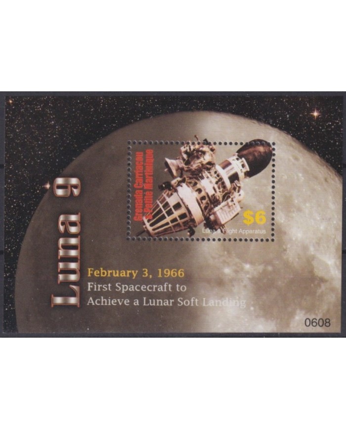 F-EX62393 GRENADA CARRIACOU MNH 2007 LUNA 9 SPACECRAFT SPACE EXPLORATION COSMOS SATELLITE.