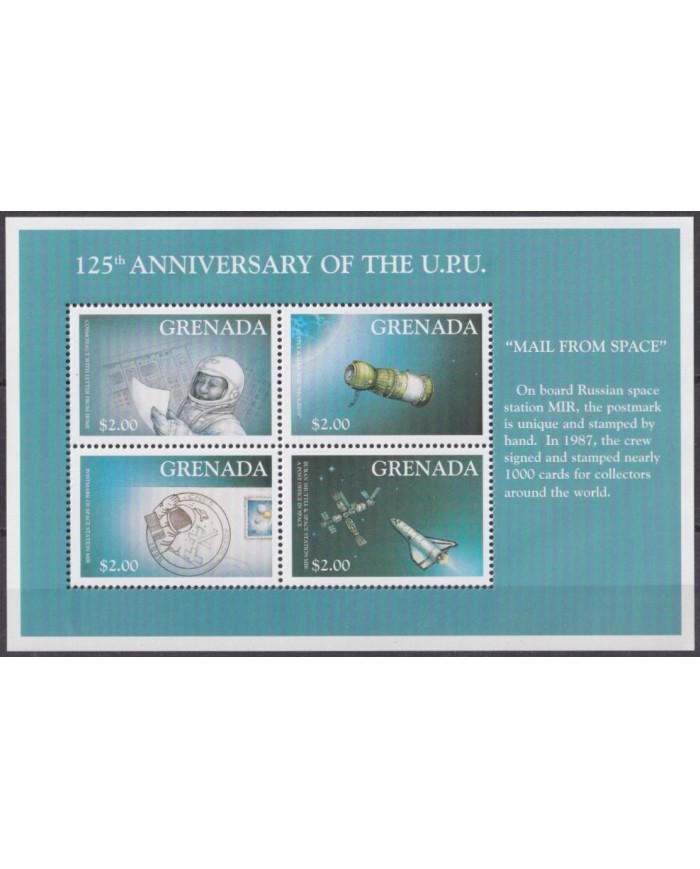 F-EX62389 GRENADA MNH 1999 125th ANNIV UPU SPACE EXPLORATION COSMOS SATELLITE.