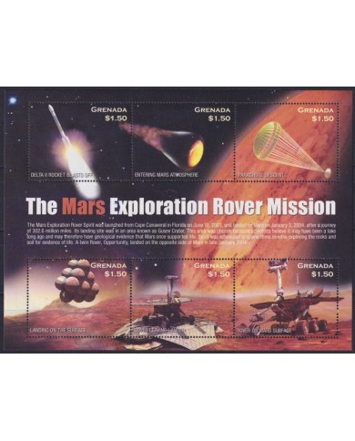 F-EX62197 GRENADA MNH 2004 MARS SPACE EXPLORATION COSMOS SATELLITE ROCKET.
