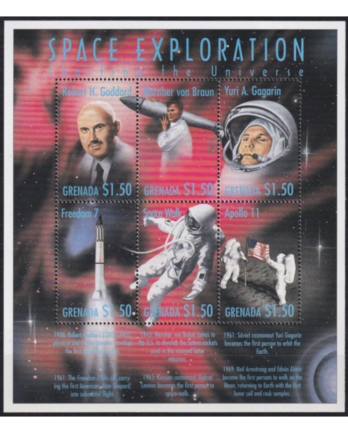 F-EX62194 GRENADA MNH 1999 GAGARIN SPACE EXPLORATION COSMOS SATELLITE ROCKET.