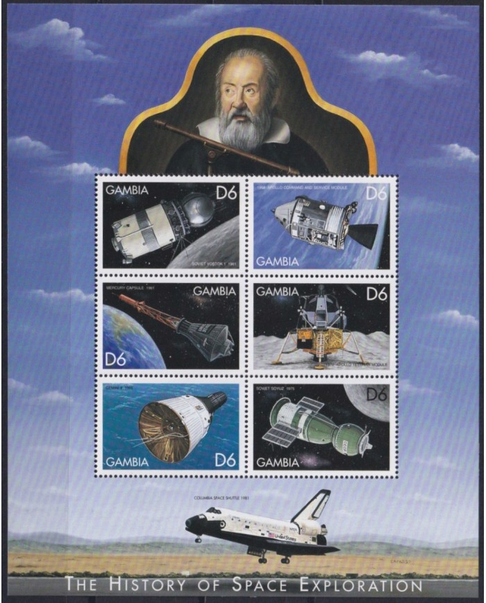 F-EX62181 GAMBIA MNH 1999 GALILEO HISTORY OF SPACE EXPLORATION COSMOS SATELLITE.