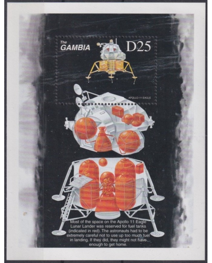 F-EX62399 GAMBIA MNH 1999 30th ANNIV APOLLO 11 SPACE EXPLORATION COSMOS SATELLITE.
