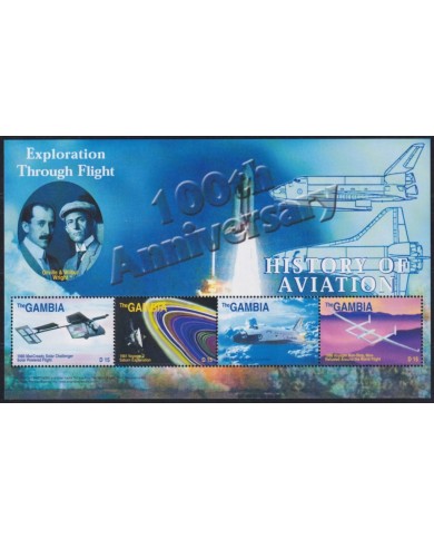 F-EX62183 GAMBIA MNH 2003 HISTORY OF AVIATION WRIGHT SPACE EXPLORATION COSMOS SATELLITE.