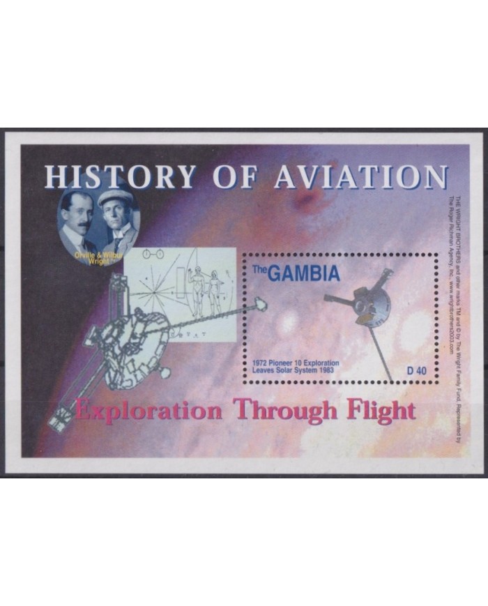 F-EX62401 GAMBIA MNH 2003 HISTORY OF AVIATION WRIGHT SPACE EXPLORATION COSMOS SATELLITE.