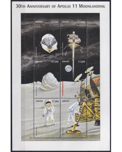 F-EX62188 GHANA MNH 1999 30th ANNIV APOLLO 11 SPACE EXPLORATION COSMOS SATELLITE.
