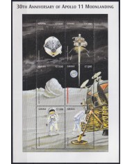 F-EX62188 GHANA MNH 1999 30th ANNIV APOLLO 11 SPACE EXPLORATION COSMOS SATELLITE.
