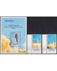 F-EX62395 GHANA MNH 1993 UN SPACE YEAR EXPLORATION SUN STATION SHUTTLE ROCKET.