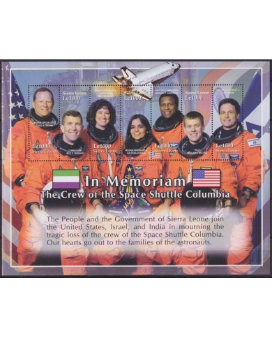F-EX62726 SIERRA LEONE MNH 2003 IN MEMORIAM COLUMBIA SPACE EXPLORATION ROCKET SATELLITE.