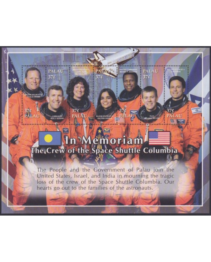 F-EX62725 PALAU MNH 2003 IN MEMORIAM COLUMBIA SPACE EXPLORATION ROCKET SATELLITE.