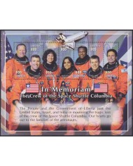 F-EX62722 LIBERIA MNH 2003 IN MEMORIAM COLUMBIA SPACE EXPLORATION ROCKET SATELLITE.  ROCKET SATELLITE.