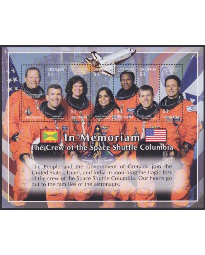 F-EX62721 GRENADA MNH 2003 IN MEMORIAM COLUMBIA SPACE EXPLORATION ROCKET SATELLITE.