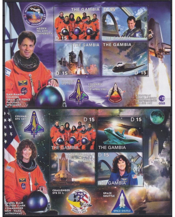 F-EX62719 GAMBIA MNH 2003 IN MEMORIAM COLUMBIA SPACE EXPLORATION ROCKET SATELLITE.