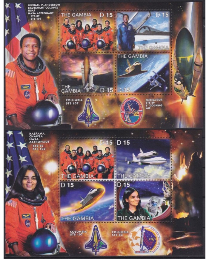 F-EX62719 GAMBIA MNH 2003 IN MEMORIAM COLUMBIA SPACE EXPLORATION ROCKET SATELLITE.
