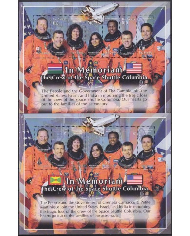 F-EX62719 GAMBIA MNH 2003 IN MEMORIAM COLUMBIA SPACE EXPLORATION ROCKET SATELLITE.