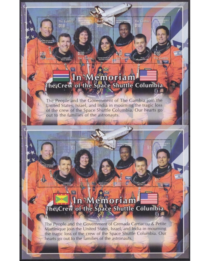 F-EX62719 GAMBIA MNH 2003 IN MEMORIAM COLUMBIA SPACE EXPLORATION ROCKET SATELLITE.