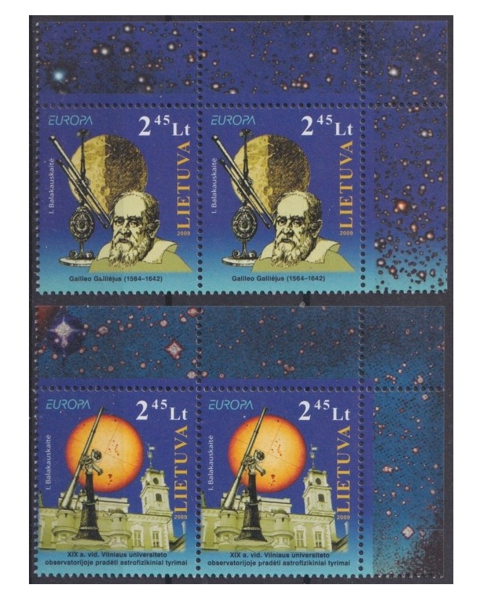 F-EX62449 LITHUANIA LIETUVA MNH 2009 EUROPA CEPT GALILEO ASTRONOMY SPACE EXPLORATION TELESCOPE.