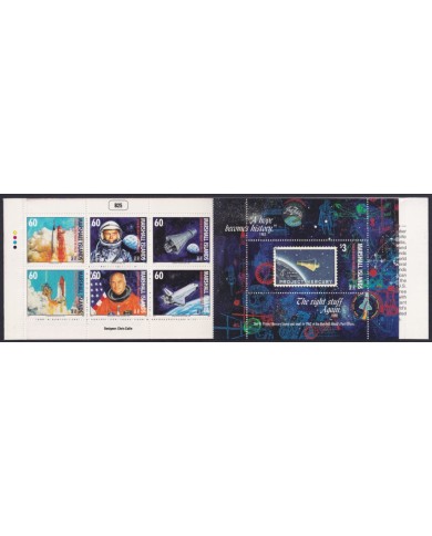 F-EX62474 MARSHALL IS MNH 1998 BOOKLED SPACE EXPLORATION COSMOS SATELLITE ROCKET.