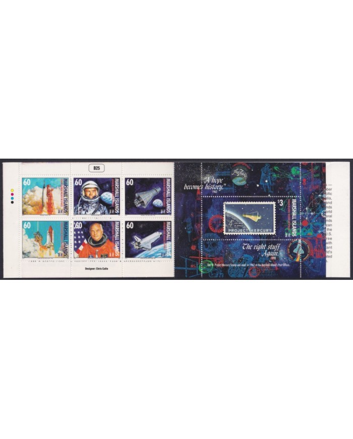 F-EX62474 MARSHALL IS MNH 1998 BOOKLED SPACE EXPLORATION COSMOS SATELLITE ROCKET.