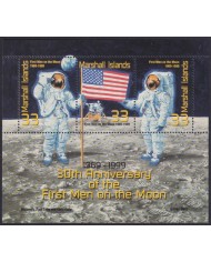 F-EX62472 MARSHALL MNH 1999 30th MANNED MOON SPACE EXPLORATION COSMOS SATELLITE.