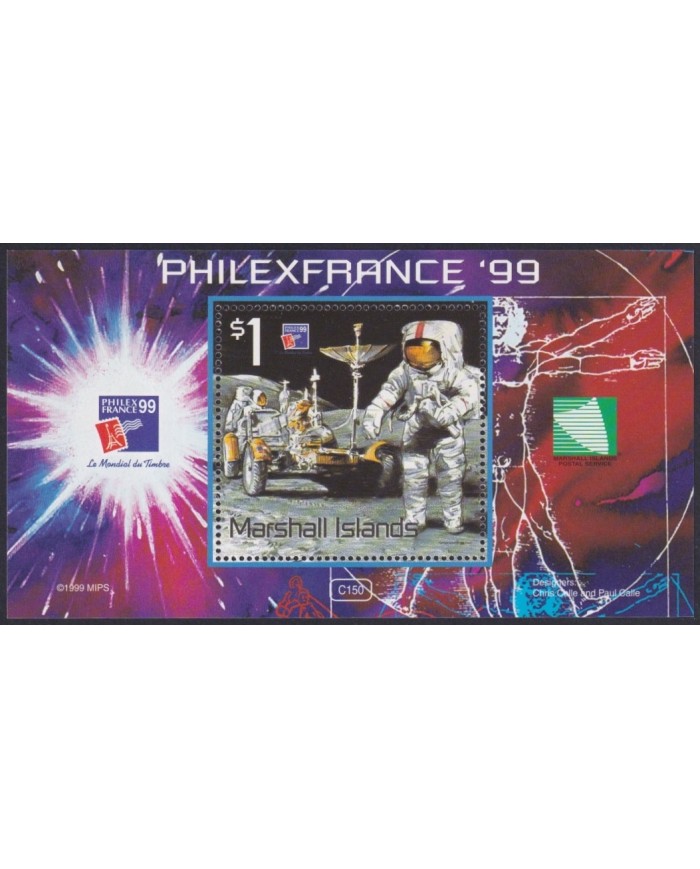 F-EX62473 MARSHALL MNH 1999 30th MANNED MOON SPACE EXPLORATION COSMOS SATELLITE.