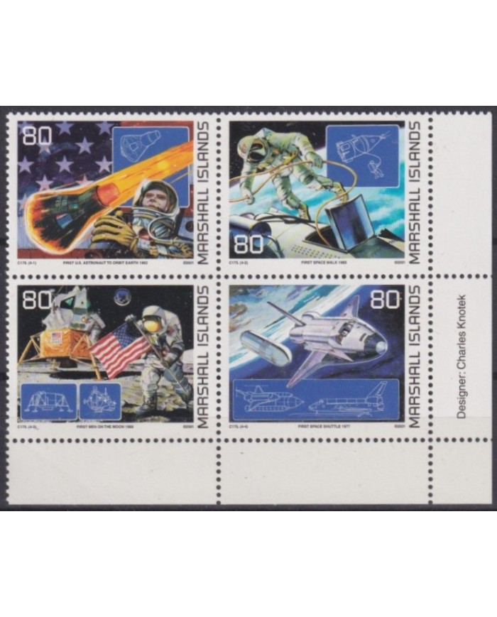 F-EX62471 MARSHALL MNH 2001 MANNED MOON SPACE EXPLORATION COSMOS SATELLITE.